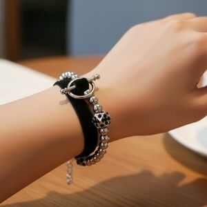 Aeropastle Black / Silver Gothic bracelet bundle